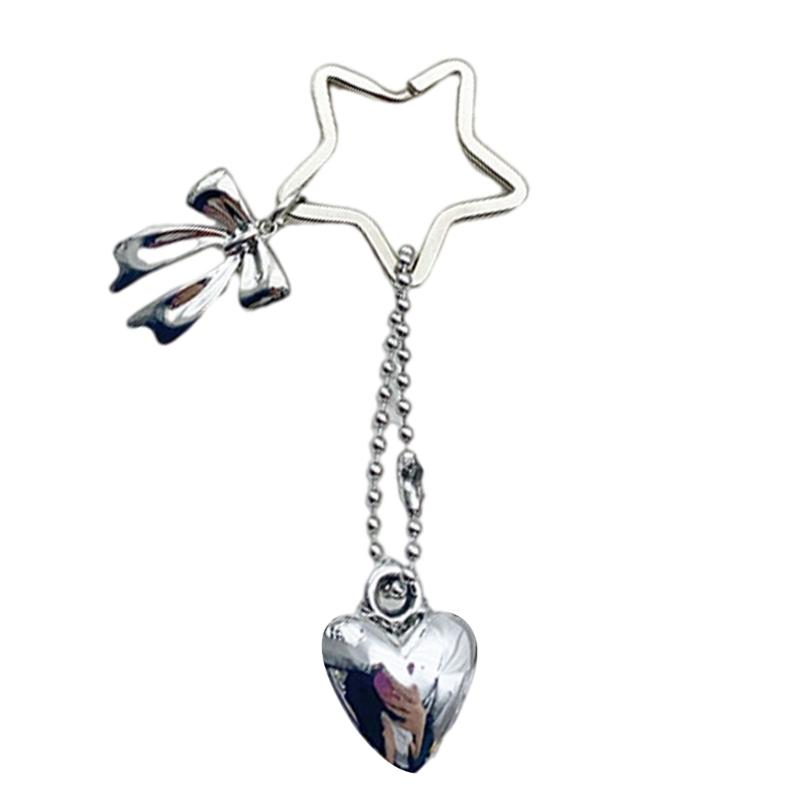

Fashionable Alloy Heart and Star Phone Charm Bag Pendant Keychain Multipurpose Accessory for Women s Purses and Keys