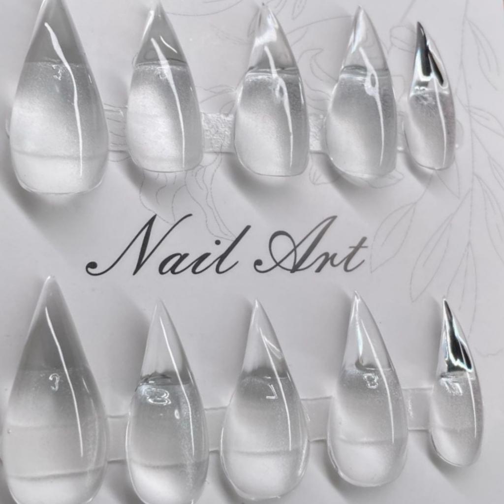 10Pcs Handmade Red Gradient Dragon Claw Press On Nails Cat Shape Detachable False Nail Tips Fake Nail Art