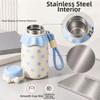 540ml Thermal Water Bottle Stainless Steel Polka Dot Straw Thermos Cup with Handle Retro Vacuum Flask Sports Activities