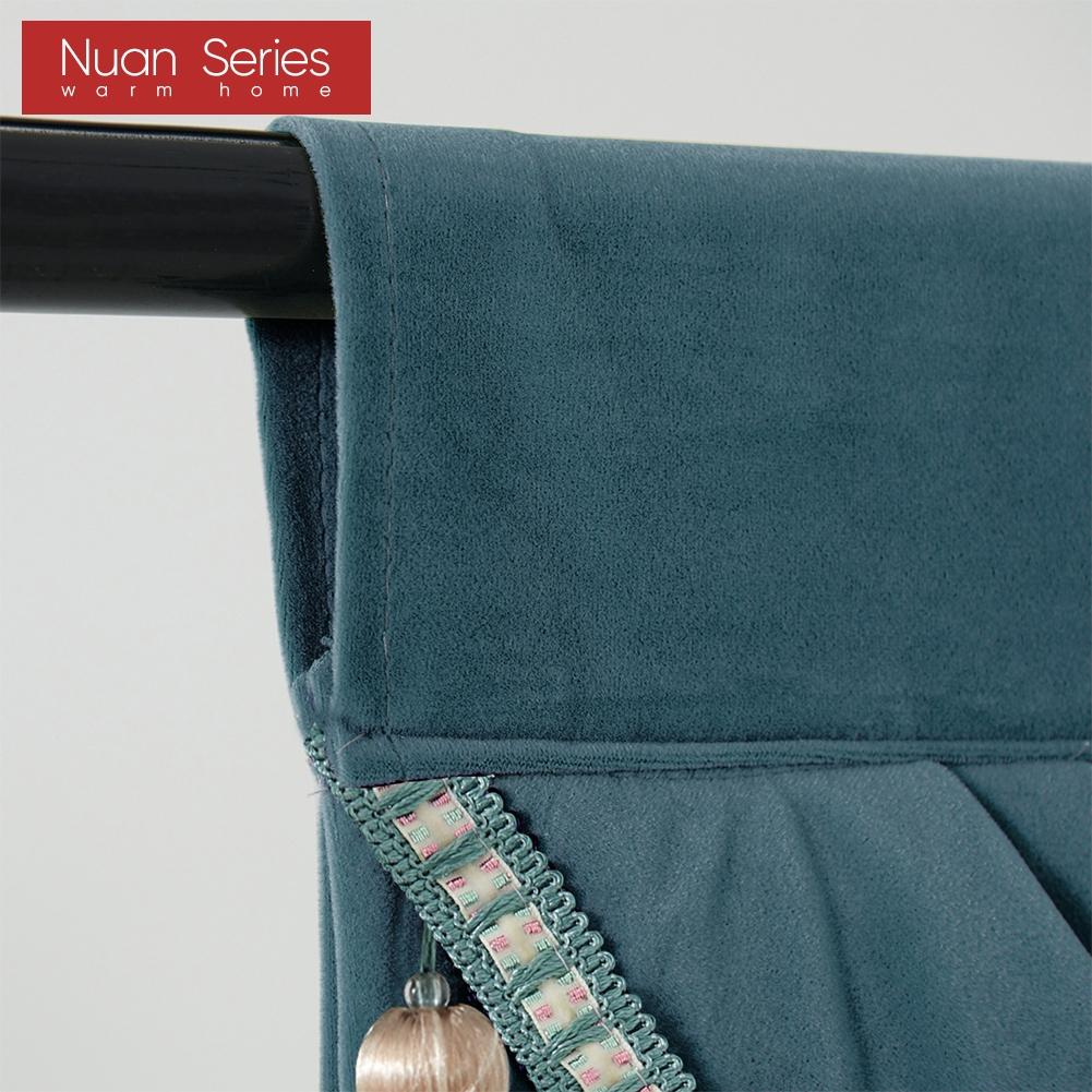 1PC Nuan Series Fashionable and Versatile Solid Color Water Wave Pattern Ball with Lace Trim Curtain Head Decorative Kitchen Door Curtain