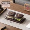 Wood Grain Snack Storage Box with Tray & Lid 2/4 Jars Coffee Table Dessert Plate Square Dustproof Nuts Candy Fruits Organizer