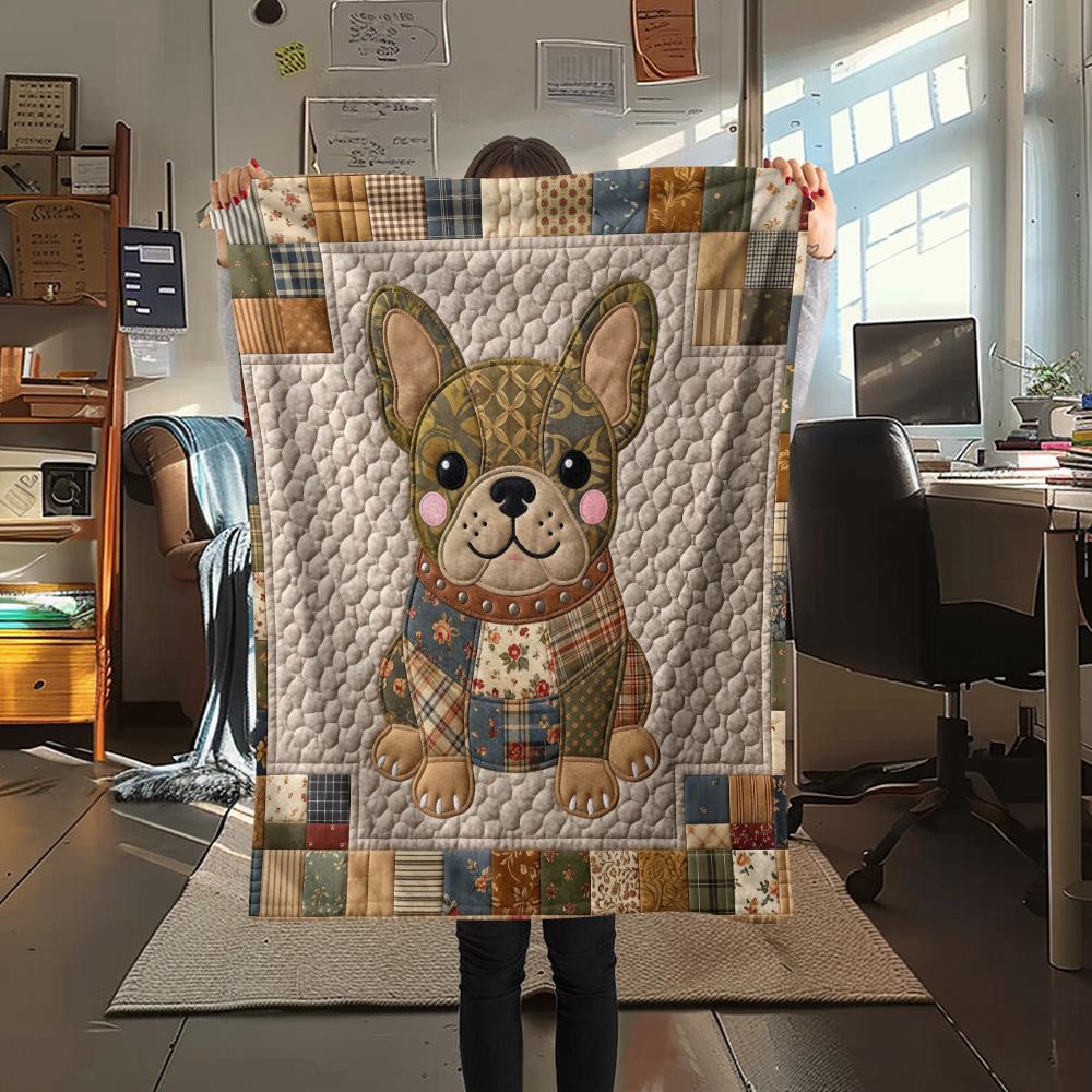 1Pc Dog Patchwork Art Print Flannel Blanket High Quality Warm Comfortable Cover for All Seasons Perfect for Gifts Home Decor