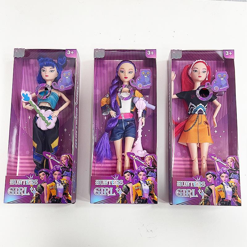K-POP Demon Hunter Girl Group Doll with Music Accessories, 11.5" Soft Vinyl, 11 Joints