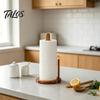 Talos Wooden Paper Towel Holder, One-Handed Operation Dispenser, Freestanding Countertop for Kitchen Bathroom