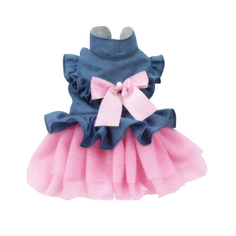 Spring Summer Dog Princess Dress Sweet Lace Skirt Pet Clothing Puppy Kitten Pet Skirt Cute Dog Dress Bow for Small Medium Dog