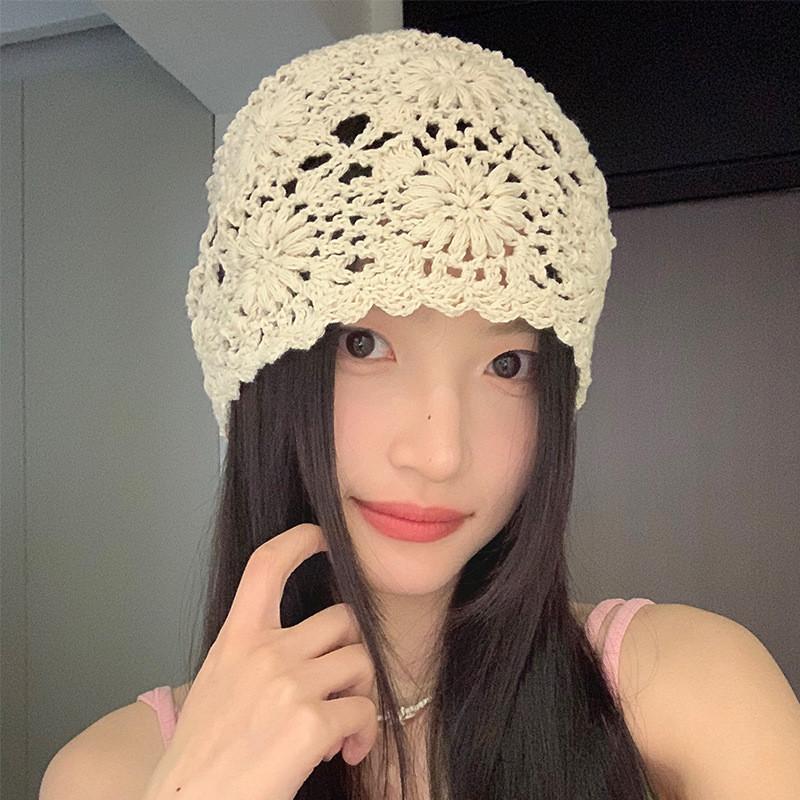 Stylish White Hollow Woven Bucket Hat For Women With Lace Design Perfect For Spring 2024