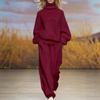 DM025 European and American Cross-border 2025 Spring and Autumn Leisure New Knitted Loose High-necked Wide-leg Pants Set