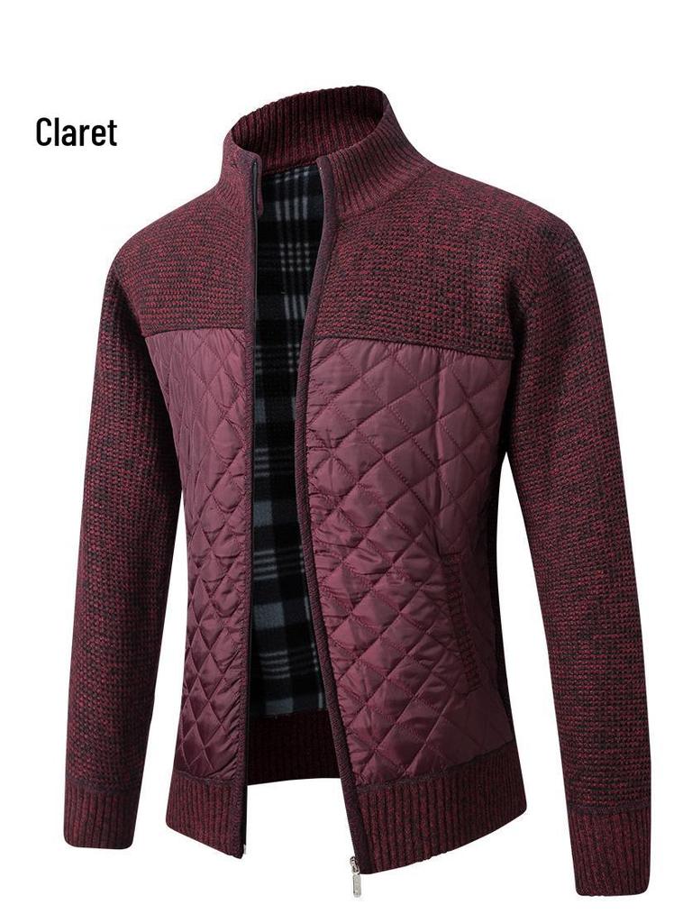 Men's Korean Style Thickened Warm Knit Stand Collar Zipper Sweater