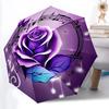 1pc Purple Rose Musical Notes Automatic Open/Close Folding Umbrella - Compact 8-Rib Design, Daily Use, Perfect Gift for Friends & Family Yy251124204