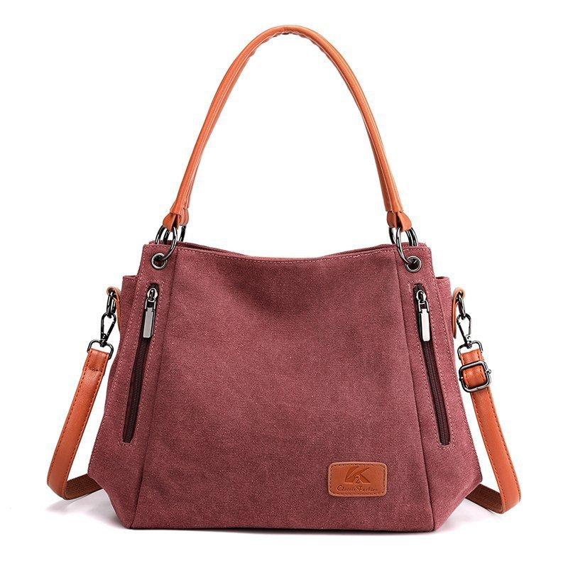 New Women's Bag Canvas Shoulder Bag Fashionable Solid Color Messenger Bag Large Capacity Flow Casual Light Tote Bag