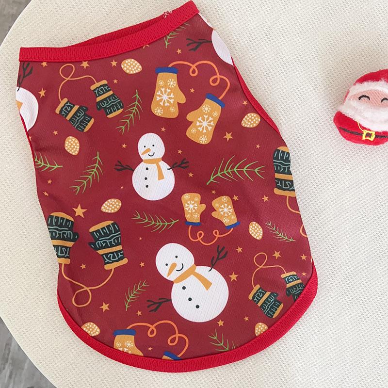 Christmas Pet Clothes Deer Snowman Print Dog Vest Coat Holiday Cute Puppy Costume for Small Medium Dogs Cats Yorkshire Chihuahua