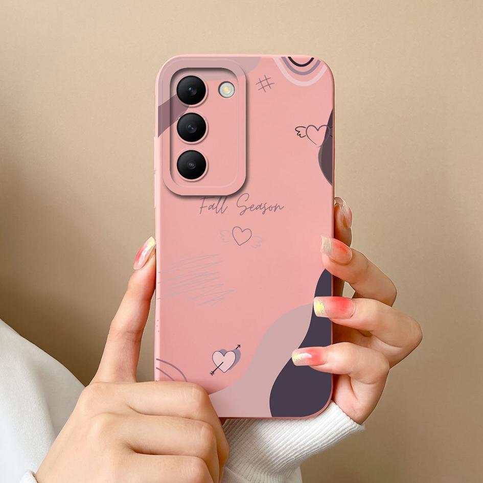 For Vivo Y100 (IDN) Y200e T3 V30 SE V30e V40 Pro Lite Phone Case Covers Lens Protection Soft Silicone Luxury Love Heart Pattern Housing For Vivo Shell