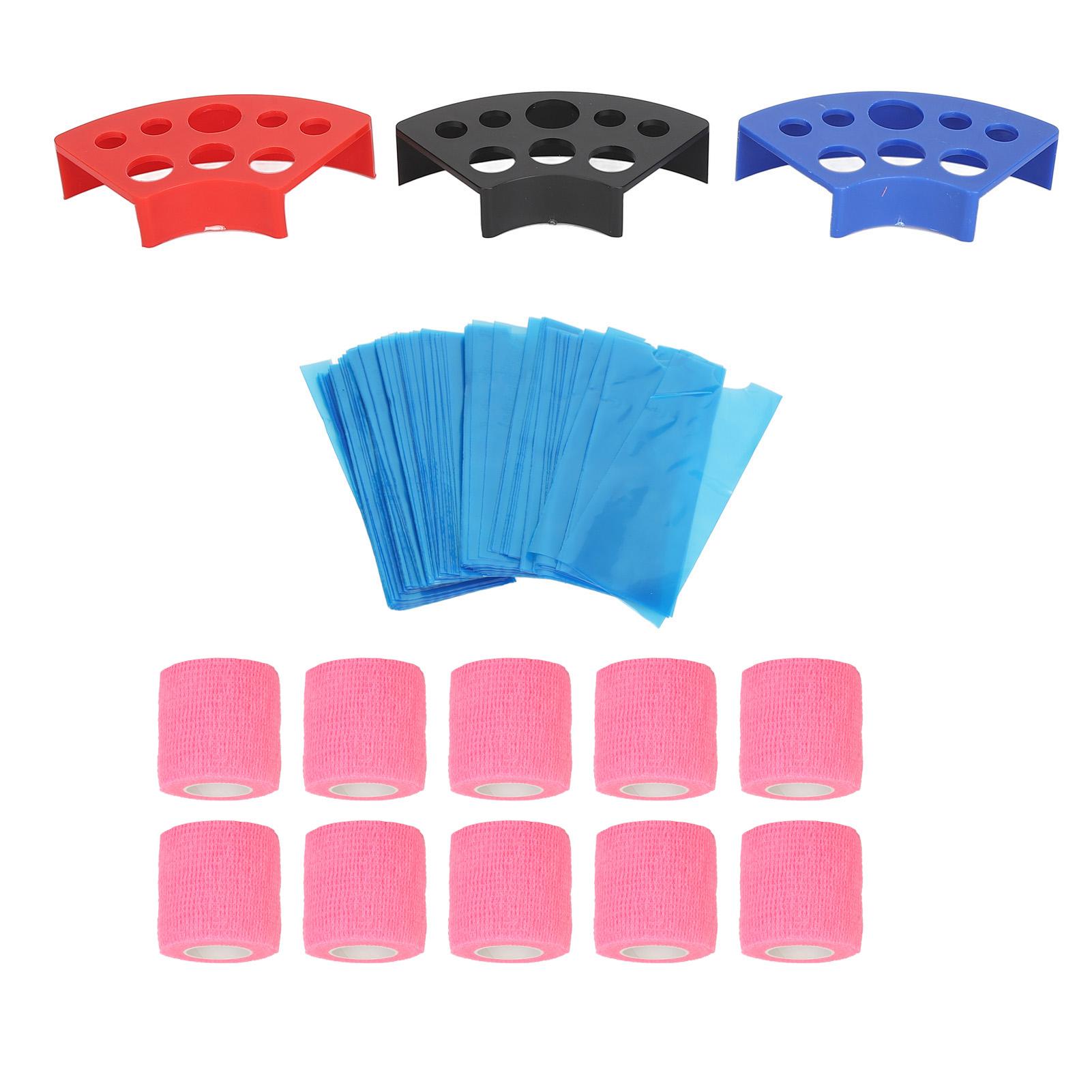 200pcs Blue Tattoo Pen NaMachine Covers with 10pcs Grip Tapes 3pcs Ink Cup Holder Stand Elastic Bandages Tattoo Supplies