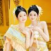 Flower Thai Hair Sticks Rhinestone U-shaped Hairpin Exquisite Thai Metal Leaves Hairpin  Party