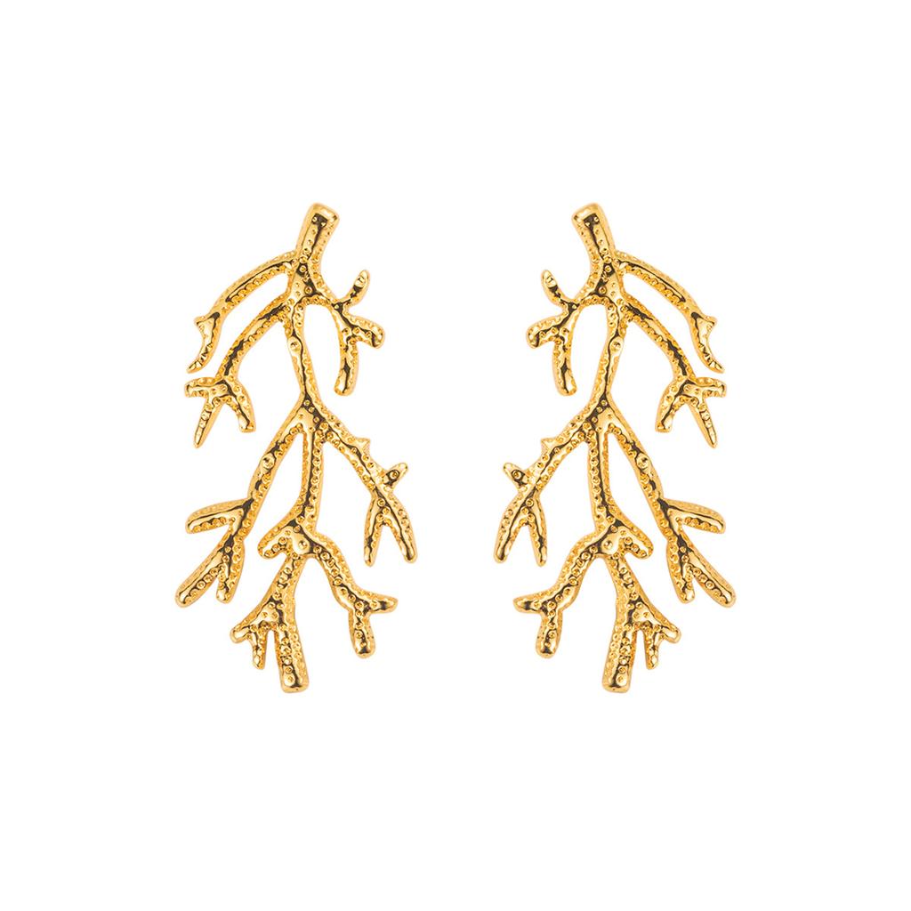 18K Gold Stainless Steel Stud Earrings Women Vintage Ocean Element Vacation Style Titanium Steel Fashion Ear Jewelry New Arrival