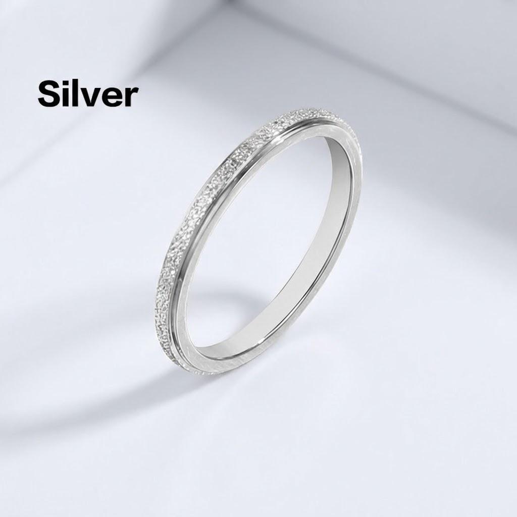 

1pc Silver Frosted Couple Ring for Women and Men Engagement Birthday Gift Durable Jewelry Never Fade