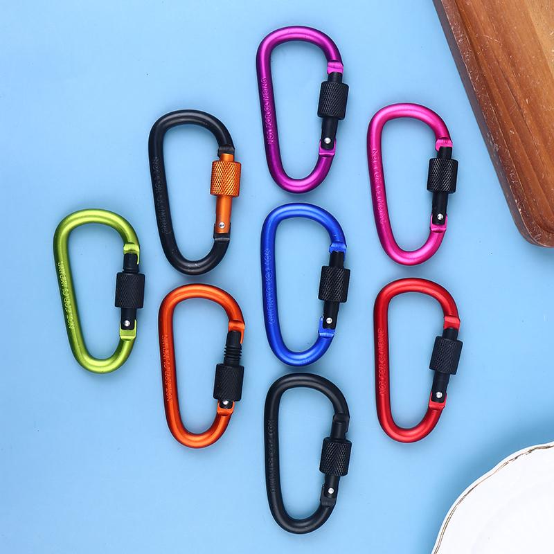 4Pcs 7.5*4.0cm D-shape Aluminum Alloy Carabiner Clips With Screw Gate Carabiners Hiking Clips EDC Outdoor Camping Equipment Hook