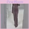 Elegant Long Sleeve Dress With High Waist And Pleated Details For Casual Wear
