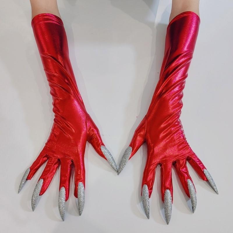 Guanti Blingbling per Dita Intere con Unghie Lunghe per Costumi di Halloween Accessori Guanti per Unghie Unghie Lunghe