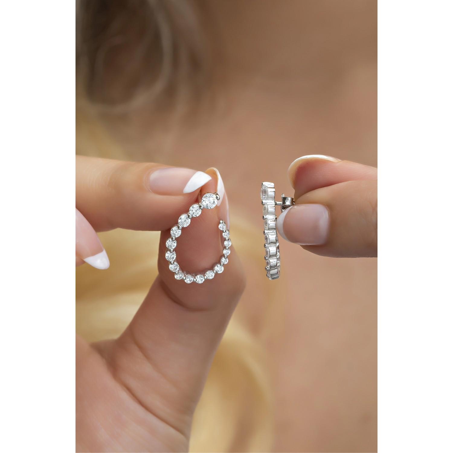 

Серьги-спирали из циркона из стерлингового серебра 925 пробы