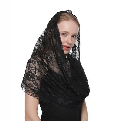 Lace Flower Scarf Round Bandana Fashion Prayer Kerchief Church Shawls Scarves Muslim Head Wraps 1PC
