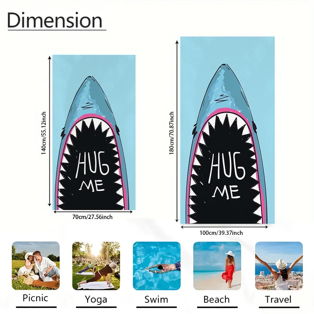 Cartoon Shark'S Mouth Beach Towel Quick-Drying Towel Suitable For Seaside Pool Camping Vacation Yoga For Family Friends Children