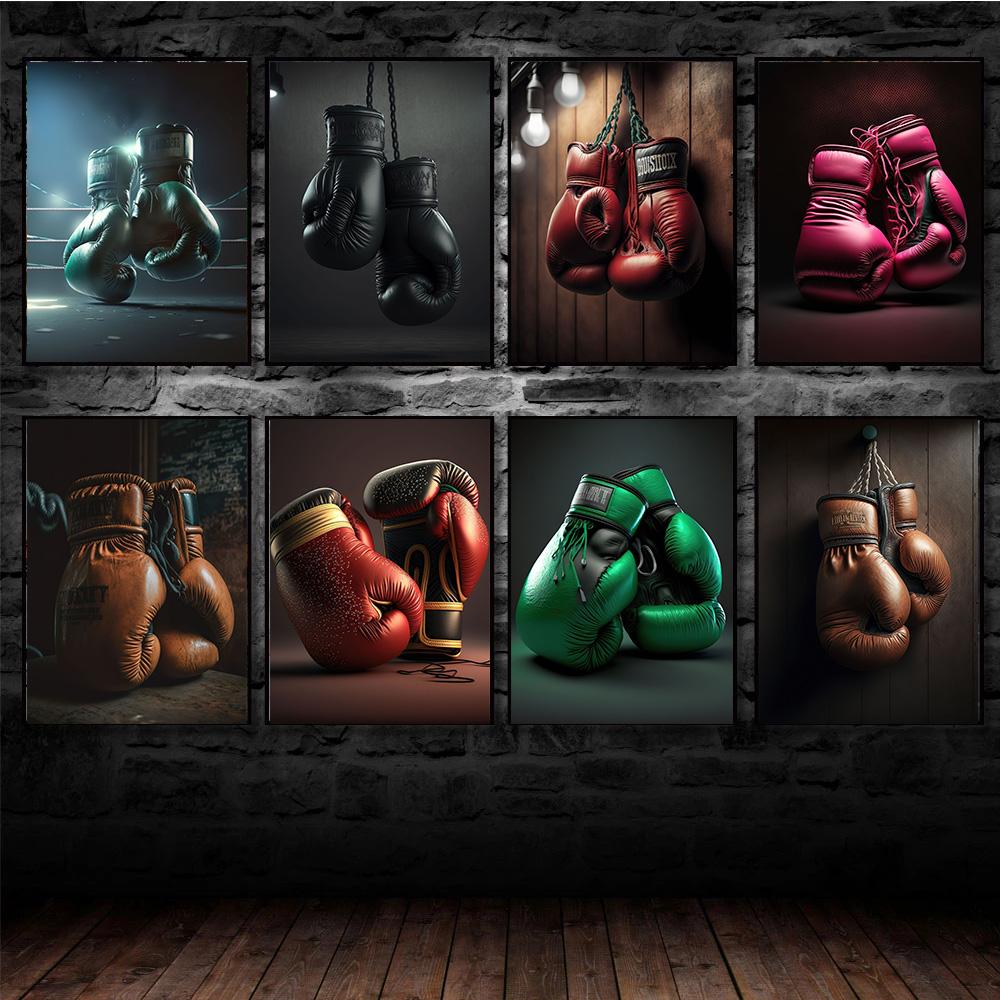Boxer Boxing Gloves Premium Prints Poster Canvas Painting Modern Wall Art Picture Living Room Bedroom Home Boxing Gym Decoration