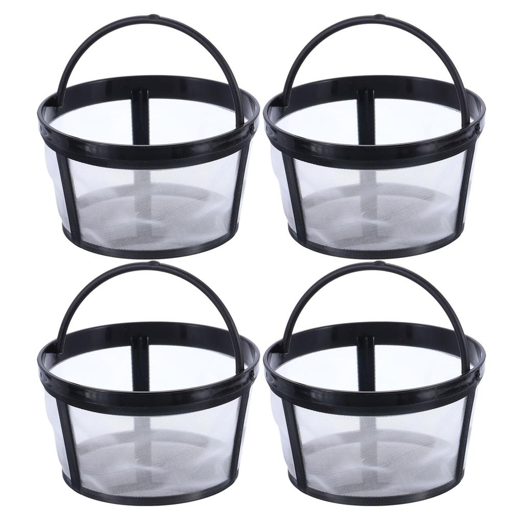 Uxcell 4-Cup Coffee Filter Baskets, Reusable Replacement Coffee Filter Baskets for Coffee Makers with Closed Bottoms, White, 4-Pack