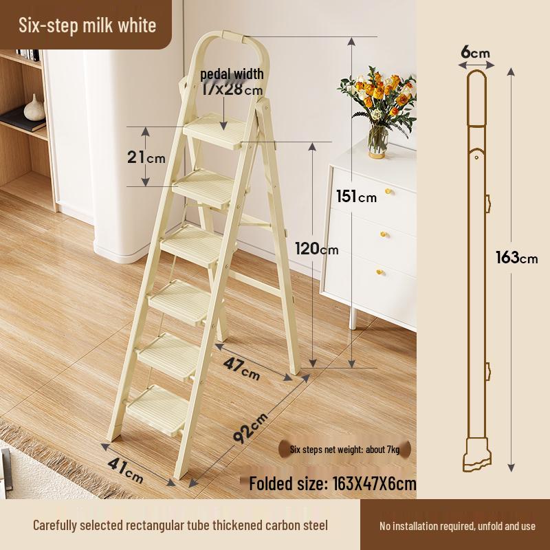 Multi-Functional Folding Indoor A-Frame Step Ladder with Handrail, Thickened Step Stool, Telescopic Design