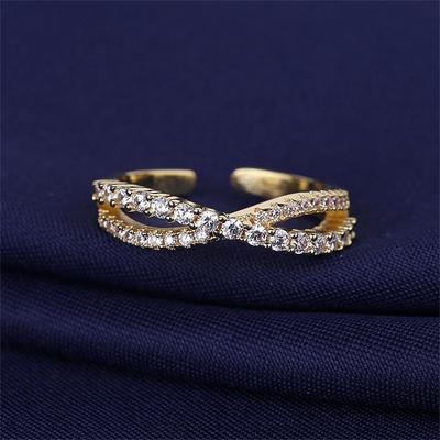 New Golden Rings  For Women Adjustable Intersect Opening S925 Silver Refined Zircon Ring Lover Festival Anniversary Gift