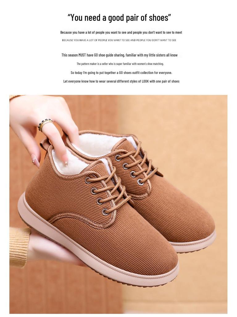 Women's Winter Warm Ankle Snow Boots - Soft Sole, Comfortable, Lightweight, Versatile Cotton.