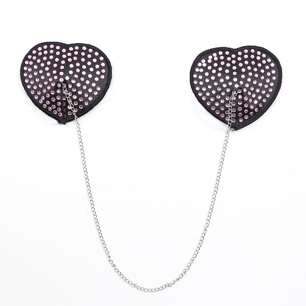 Sexy Silicone Sexy Silicone Crystal Nipple Cover with Metal Chain Pasties Bra for Nightclub Nipple Cover with Metal Chain Pasties Bra for Nightclub