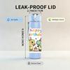 1PC Happy Birthday Dinosaur Party Print 750ml Color Plastic Sports Water Bottle Leakproof Flip Straw Lid Suitable for Sports Office Home Use