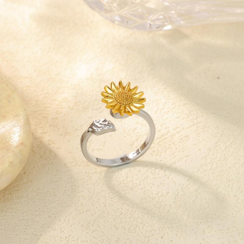 New Hot-selling Rotatable Sunflower Ring Women's Creative Ring Anti-stress and Anxiety Women's Jewelry