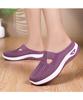 Women's Versatile Breathable Slip-On Closed-Toe Mesh Flyknit Casual Half Slippers with Soft Soles.