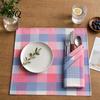 Reusable Fabric Napkins for Events Colorful Buffalo Check Napkin, Plaid Cotton Linen Retro Washable Cloth Textured Napkin Dinner Table, Wedding,