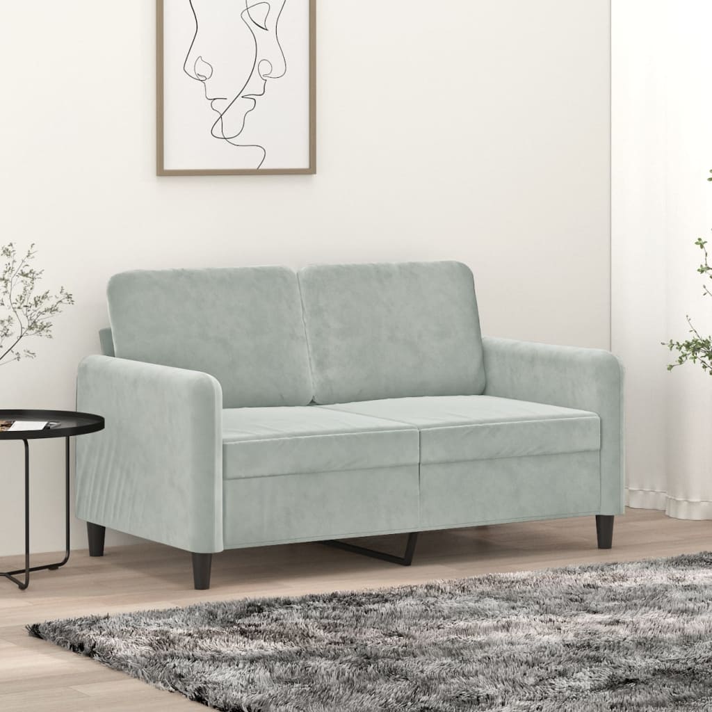 Vidaxl Sofa 2-Osobowa, Jasnoszara, 120 Cm, Tapicerowana Aksamitem