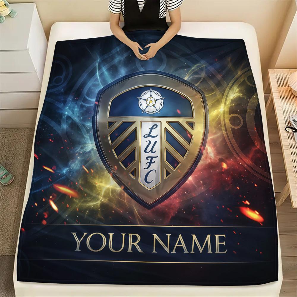 Custom Name Leeds United Flannel Blanket, High quality Comfortable for All Seasons, Home Decor, Warmth and Comfort