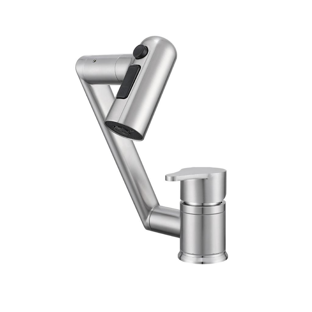 Nickel 304 Stainless Steel Bathroom Basin Faucet Deck Mounted Hot And Cold Mixer Water Bathroom Tap Washbasin Crane For Bathroom