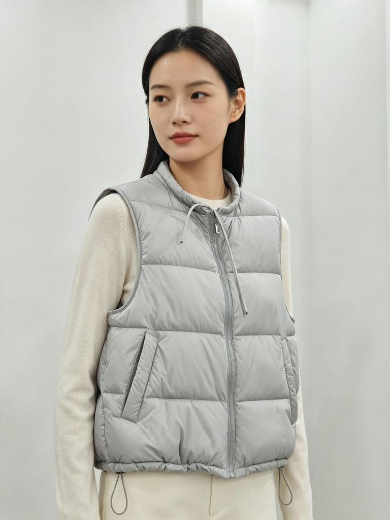 Light Cotton Vest Women's Short Autumn and Winter Korean Loose Round Neck Cotton Clothes Vest Thermal Vest Vest Vest Outside