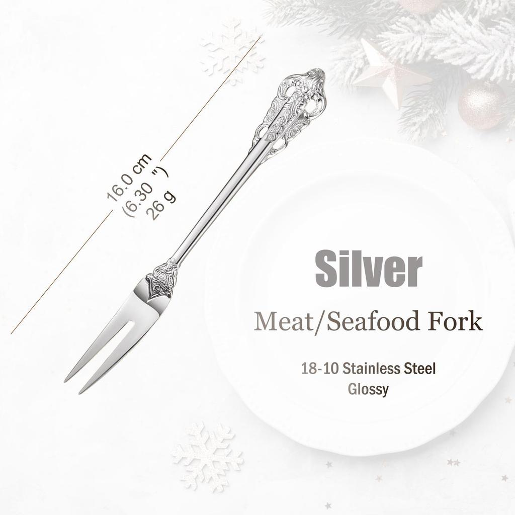 Conjunto de Talheres de Aço Inoxidável Prata, Talheres Vintage, Cabo Oco, Talheres para Casamento, Barroco, 18/10, Dourado Brilhante