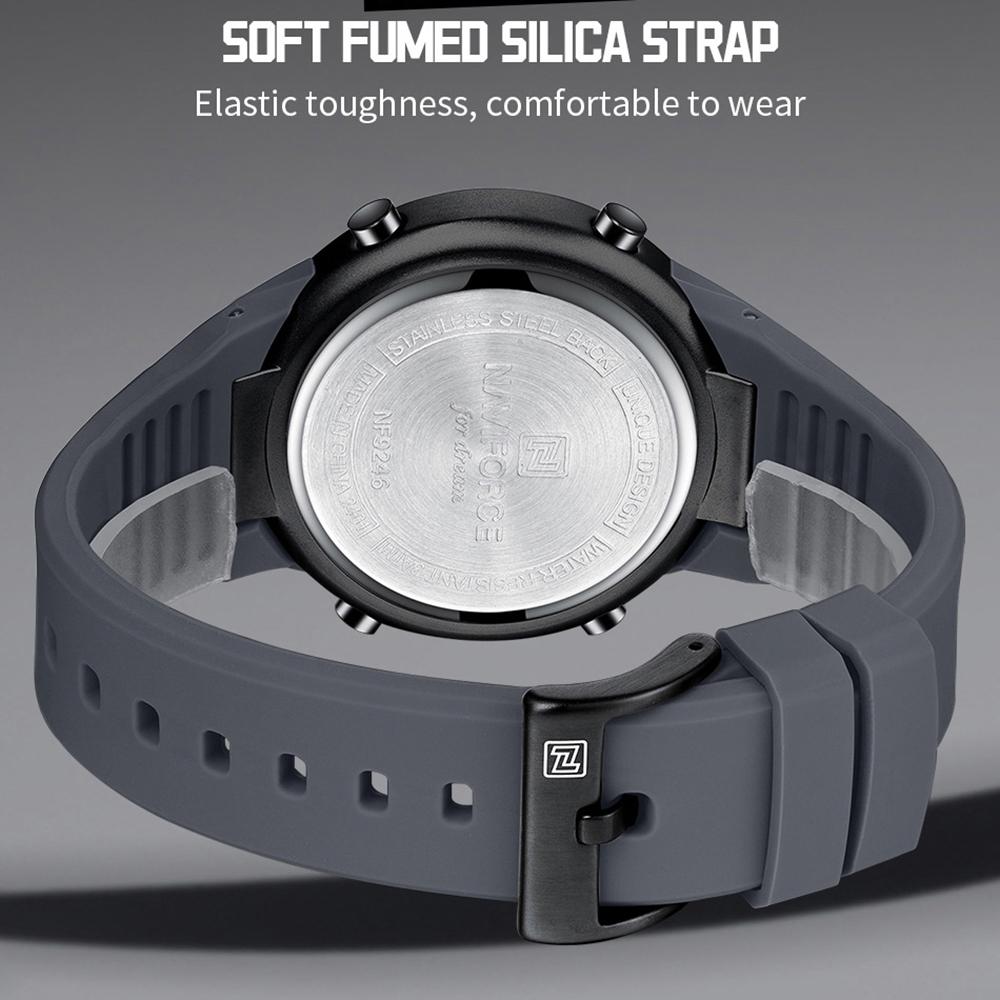 Naviforce Men's Boy Digital Watch Date Day Chronograph Silicone Strap Night Pattern Waterproof Outdoor Casual Sports Men's Boy Watch NF9246