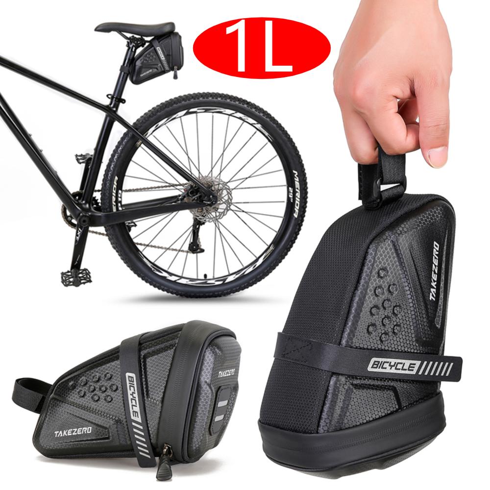 1L Bike Saddle Bag Large Capacity Bike Seat Bag Back Seat Pouch Reflective Bike Pocket Pack EVA for Mountain Road Bikes