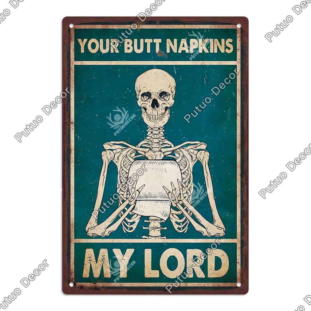 Putuo Decor Restroom Retro Tin Sign Vintage Bathroom Plaque Metal Plates Wall Art Posters Decoration for Toilet Iron Paintings