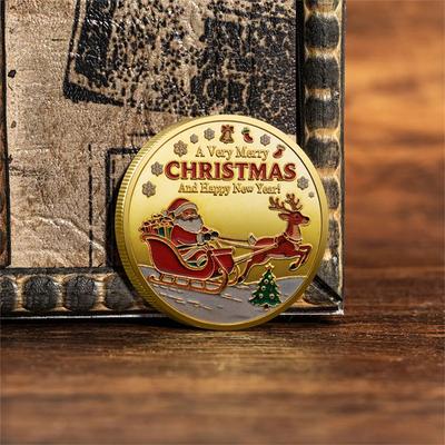 1Pcs Santa Claus Snowman Merry Christmas Commemorative Coin Happy  Year Wishing Coin Xmas Holiday Gifts For Families Friends