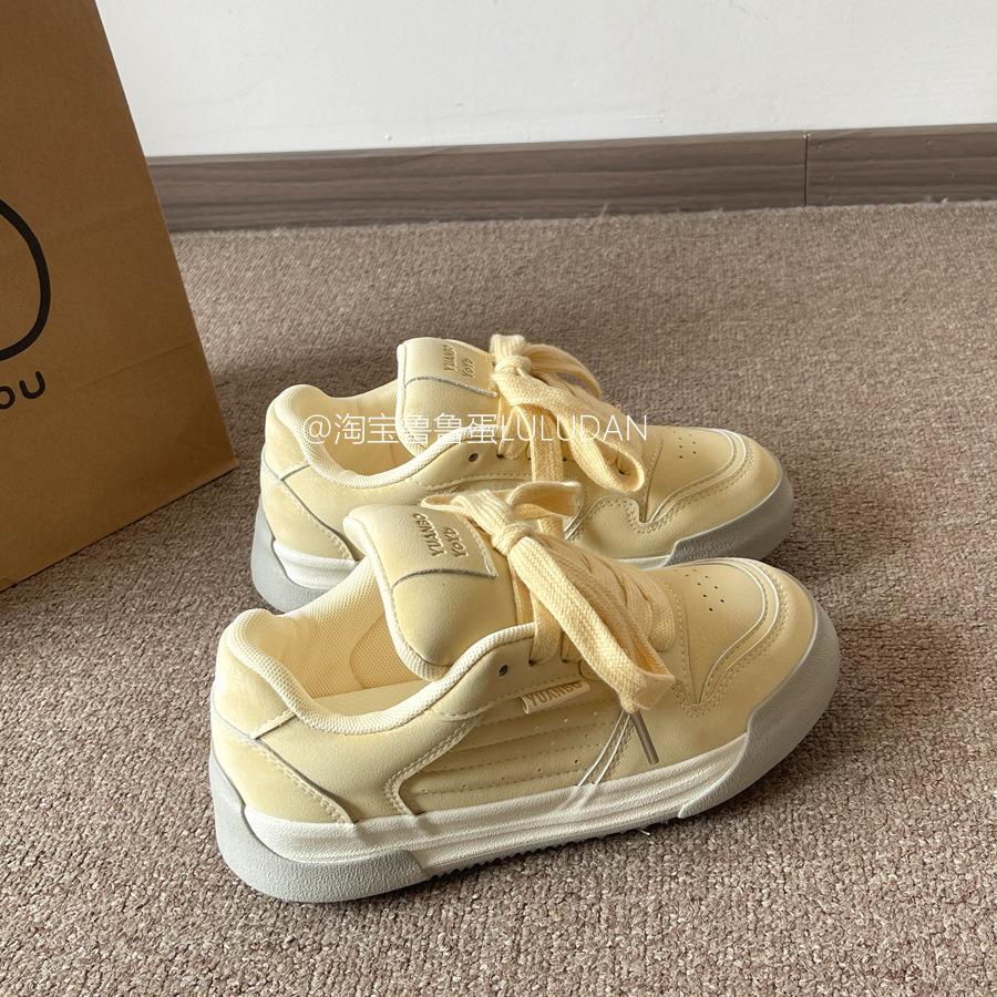 Korean chic versatile fashion white shoes thick baseplate shoes women's 2025 new spring casual shoes bread shoes