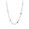S925 Rainbow Round Bead Necklace - Girls' Niche Design, Personality Ins Style, Dopamine Candy Layered Necklace