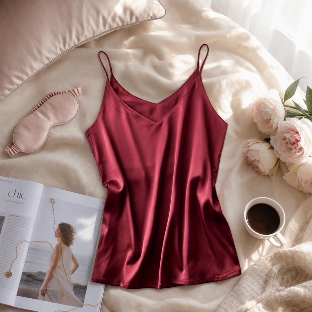 Stain Silk Women Summer Camisole Sleeveless Ladies' Base Vest Spaghetti Strap Top Layering Piece