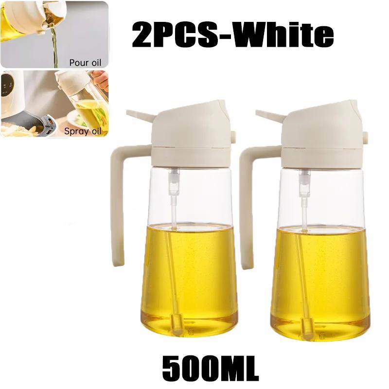 2 i 1 Häll Spray Spruta Kök Fritös Luftspray Oljedispenser Flaska för Olivolja Matlagning Fritering Grillning Camping Stor Kapacitet