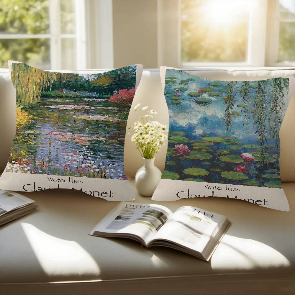 Famous Water Lily Sunrise Pillow Anime Pillow Sofa Bed Head Pillow Cover Cushion Cover Fashion